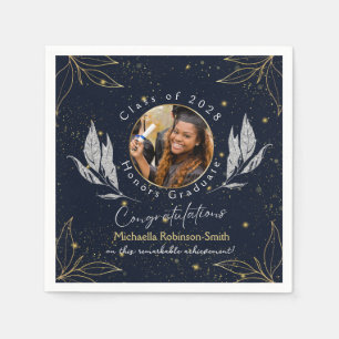 Elegant Navy Gold Congratulations Graduation Party Napkins