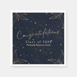 Elegant Navy Gold Congratulations Graduation Party Napkins