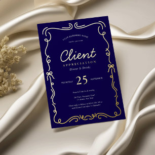 Elegant Navy & Gold Corporate Client Appreciation Foil Invitation
