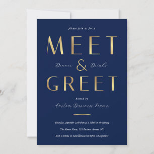 Elegant Navy & Gold Corporate Dinner Business Invitation