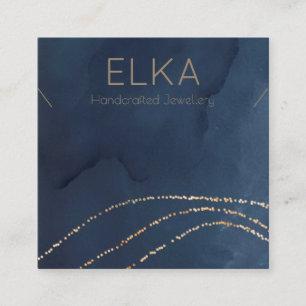 Elegant Navy&Gold Dots Square NecklaceDisplay Card