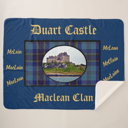 Elegant Navy  Gold Duart Castle MacLean Tartan Sherpa Blanket