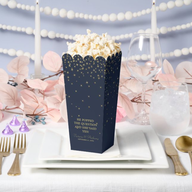 Elegant Navy & Gold Falling Stars Wedding Favor Boxes (Wedding)