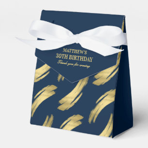 Elegant Navy Gold Foil Birthday Favor Boxes