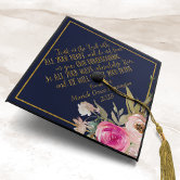 Navy Blue Gold Bible Verse Graduation Typography  Graduation Cap Topper