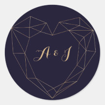 Elegant Navy Gold Geometric Heart Frame Wedding