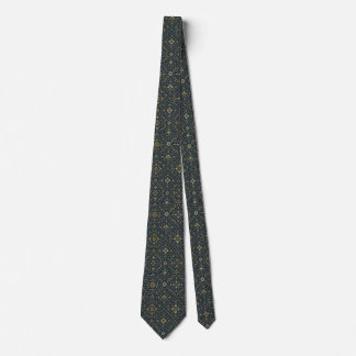 Elegant Navy & Gold Geometric Pattern Tie for Men