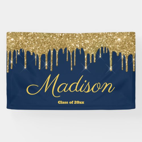 Elegant Navy  Gold Graduation Party Class of 2024 Banner