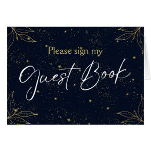 Elegant Navy Gold Graduation Party Guestbook Sign Cards