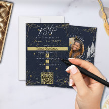 Elegant Navy Gold Graduation Party