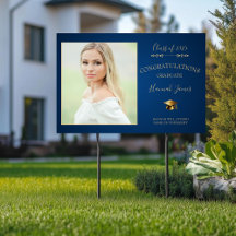 Elegant Navy & Gold Graduation Yard Sign