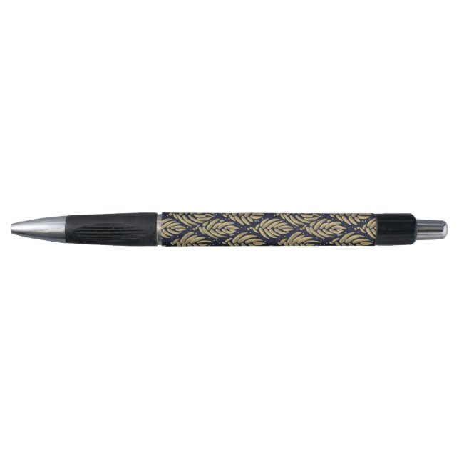 Elegant Navy Gold Leaf  Ballpoint Writing Tool Pen (Front)