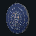 Elegant Navy & Gold Monogram Initial Name  Dart Board<br><div class="desc">Elegant Navy and Gold Monogram Initial Name Personalized Dart Board</div>