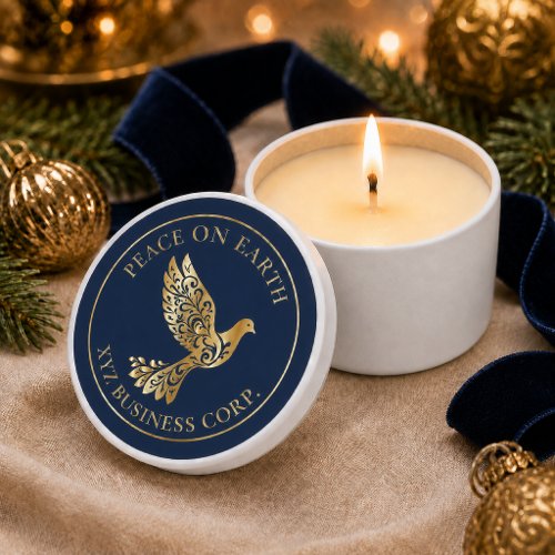 Elegant Navy Gold Peace Dove Corporate Holiday Mini Candle Favors