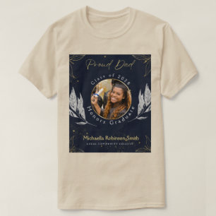 Elegant Navy Gold Proud Dad Graduation T-Shirt