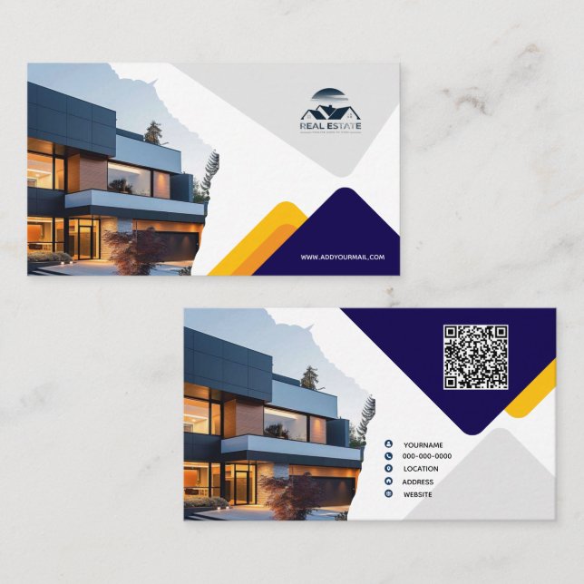 Elegant Navy & Gold Real Estate Business Card  (Front/Back)