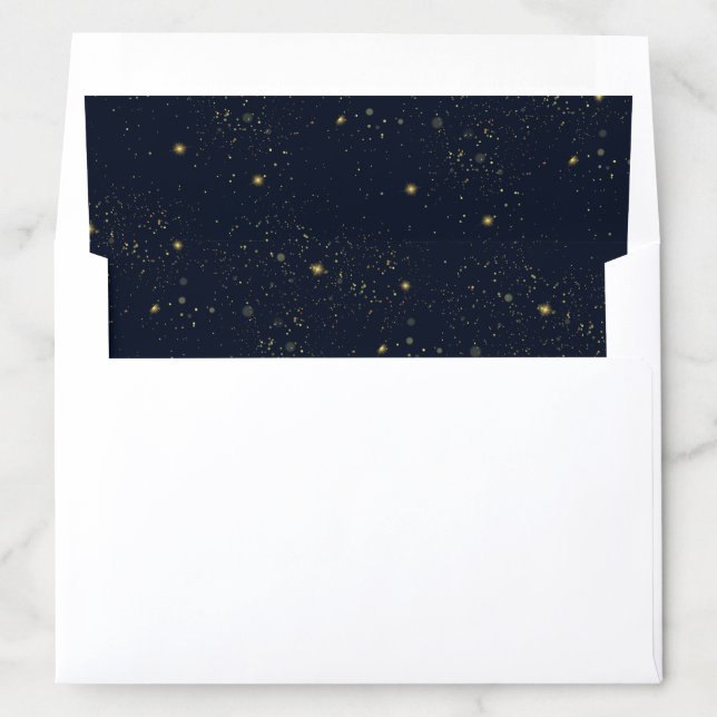 Elegant Navy Gold Stars and Glitter Envelope Liner (In Envelope)