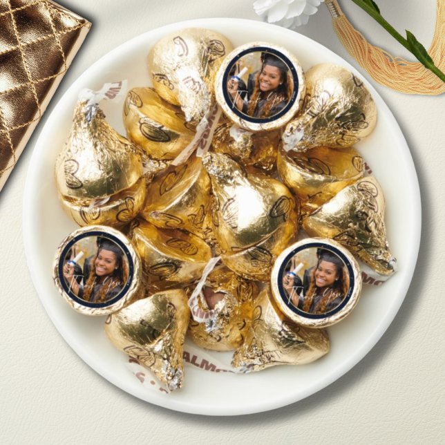 Elegant Navy Gold Thank You Graduation Hershey®'s Kisses® (Creator Uploaded)