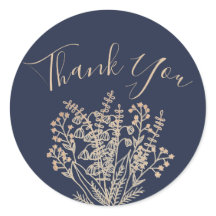 Elegant Navy & Gold Thank You Sticker