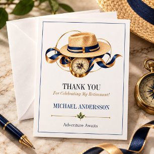 Elegant Navy Gold Travel Retirement Appreciation Thank You Card