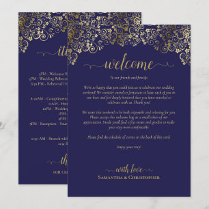 Elegant Navy & Gold Wedding Welcome & Itinerary Program