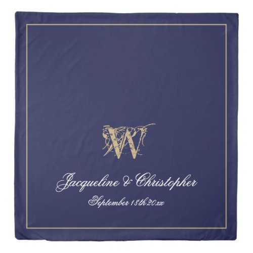 Elegant Navy, Gold & White Monogram Names Wedding