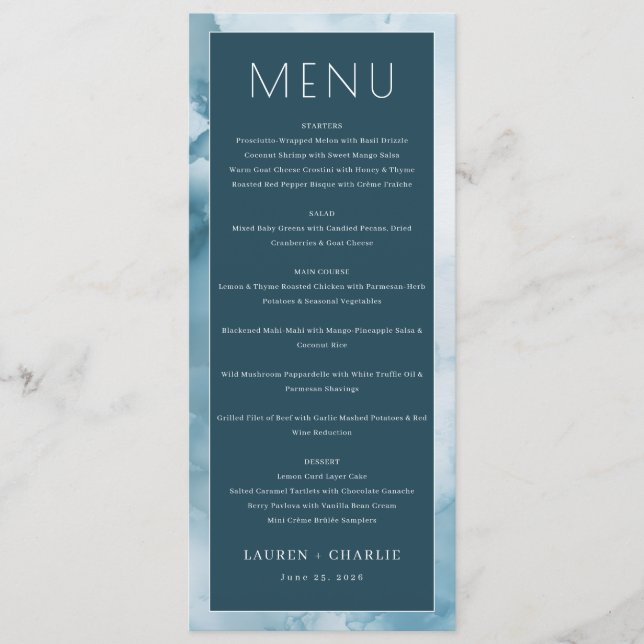 Elegant Navy Gradient Menu (Front)