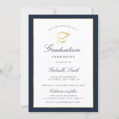 Elegant navy & graduation ceremony invitation (Front)