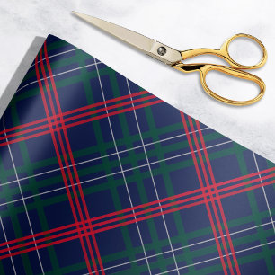Elegant Navy Green Red Scottish Tartan Christmas Wrapping Paper