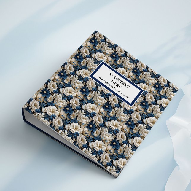 Elegant Navy Ivory White Floral Memory Binder  (Elegant Navy Ivory White Floral Memory Binder Album)