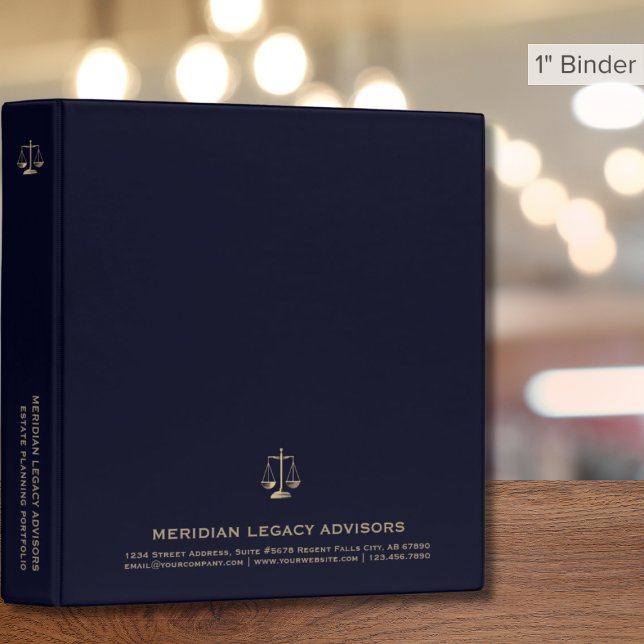 Elegant Navy Justice Scale Logo Estate Planning 3 Ring Binder (Creator Uploaded)