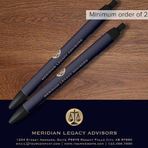 Elegant Navy Justice Scale Logo Gold Pen