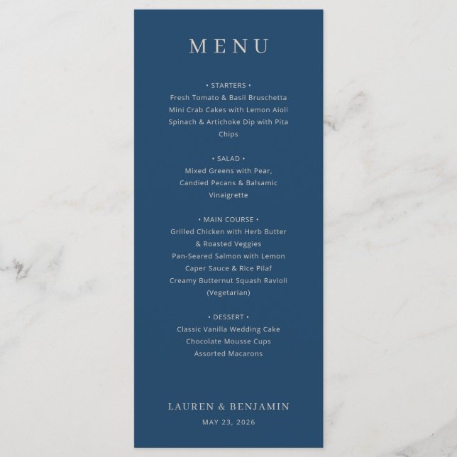 Elegant Navy Menu Template (Front)