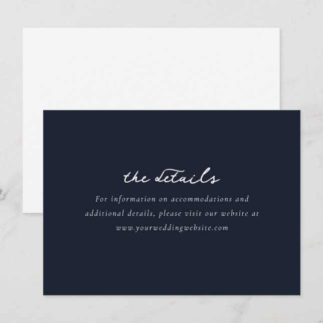 Elegant Navy Minimalist Calligraphy Enclosure Card (Front/Back)