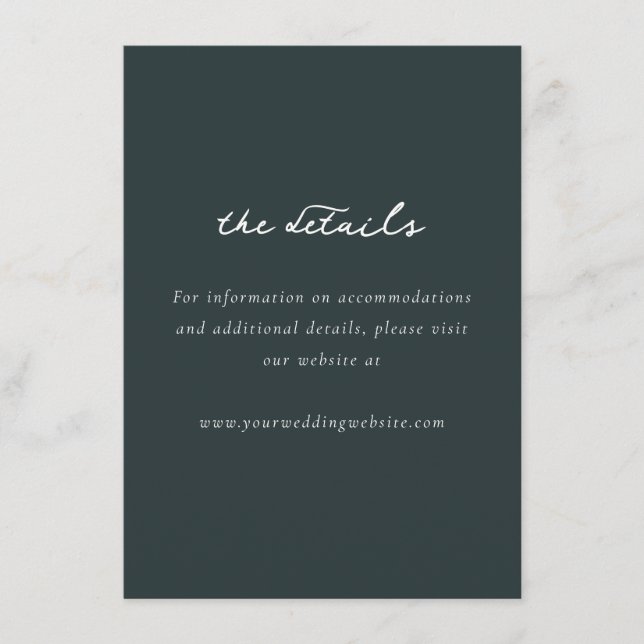 Elegant Navy Minimalist Calligraphy Enclosure Card (Front)