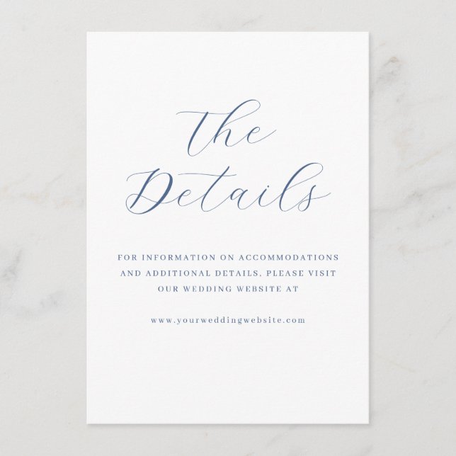 Elegant Navy Minimalist Calligraphy Enclosure Card (Front)