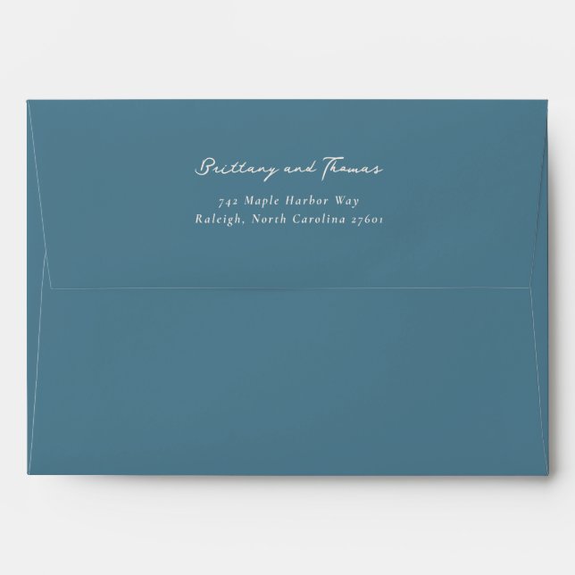 Elegant Navy Minimalist Calligraphy Envelope (Back (Top Flap))