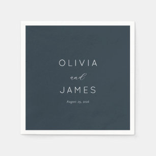 Elegant Navy Minimalist Calligraphy Napkins
