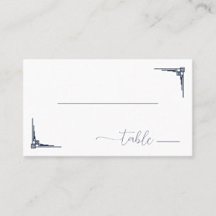 Elegant Navy Minimalist Geometric Brackets Place Card