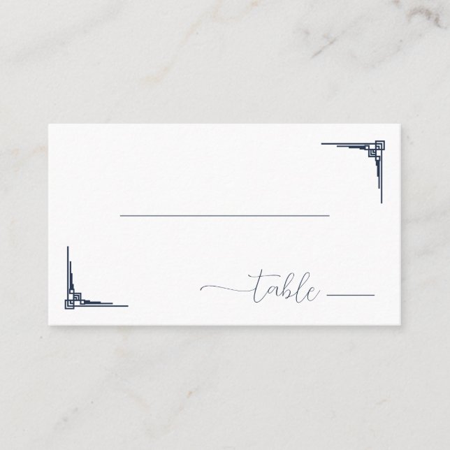 Elegant Navy Minimalist Geometric Brackets Place Card (Front)