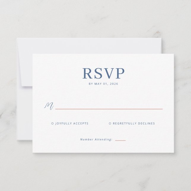Elegant Navy Minimalist RSVP Card (Front)