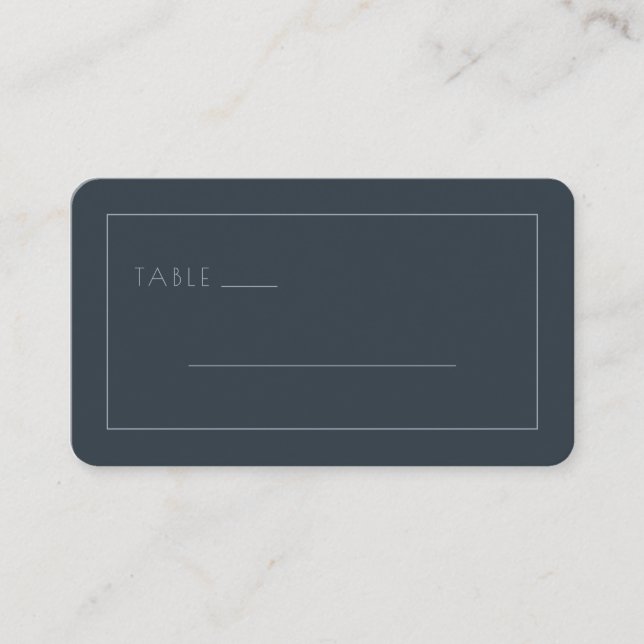 Elegant Navy Minimalist Table Label Place Card (Front)