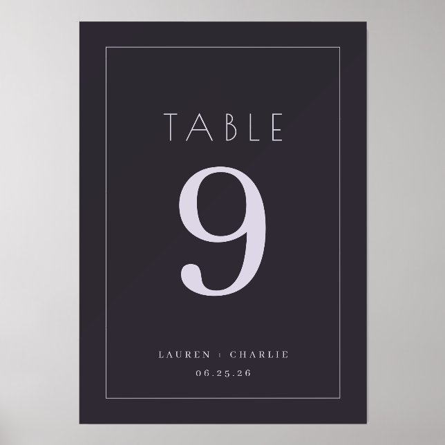 Elegant Navy Minimalist Table Number Holder (Front)
