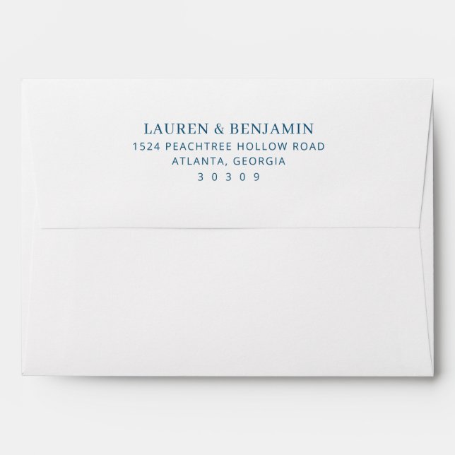 Elegant Navy Minimalist Typographic Envelope (Back (Top Flap))