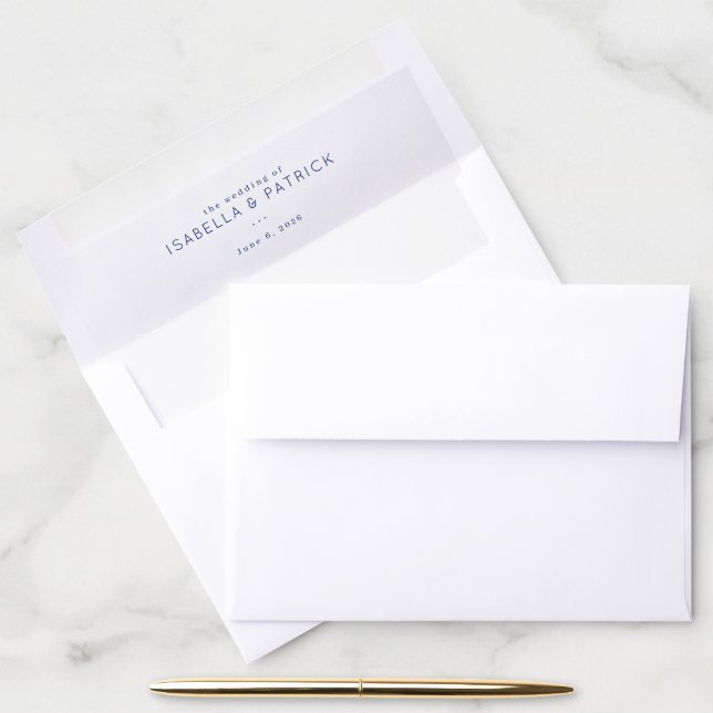 Elegant Navy Minimalist Wedding Envelope Liner (Desk)