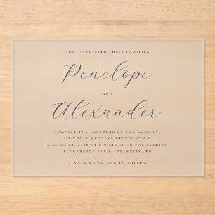 Elegant Navy Minimalist Wedding Invitation
