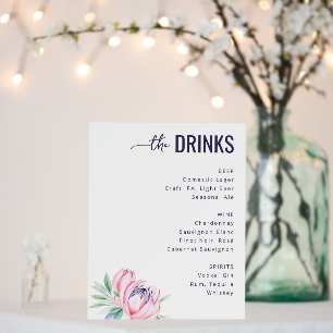 Elegant Navy Minimalist Wedding Menu Foam Board