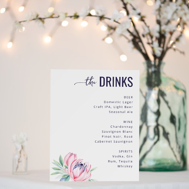 Elegant Navy Minimalist Wedding Menu Foam Board (In Situ (Wedding))