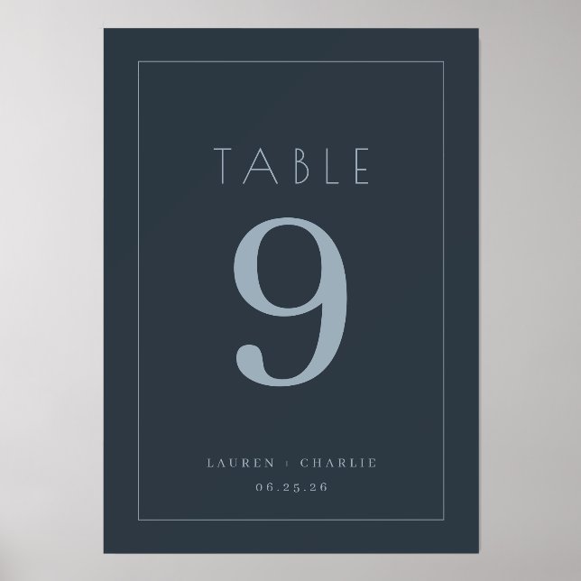 Elegant Navy Minimalist Wedding Table Card Holder (Front)