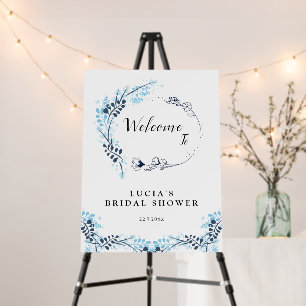 Elegant Navy Monogram Floral Bridal Shower Welcome Foam Board